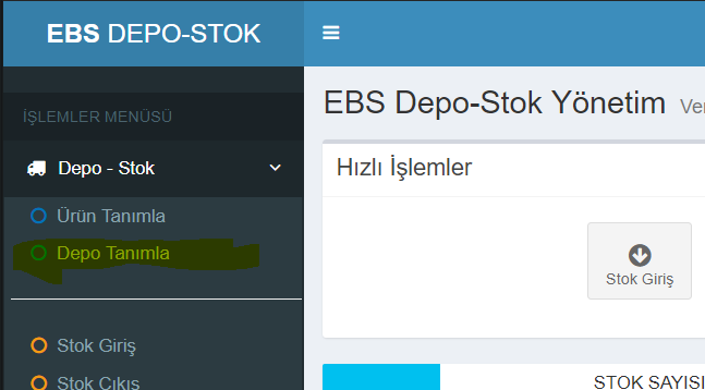web tabanli online stok takip programı depo tanımlama menusu-1