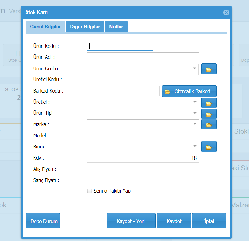 web tabanlı stok takip programı ürün tanımlama